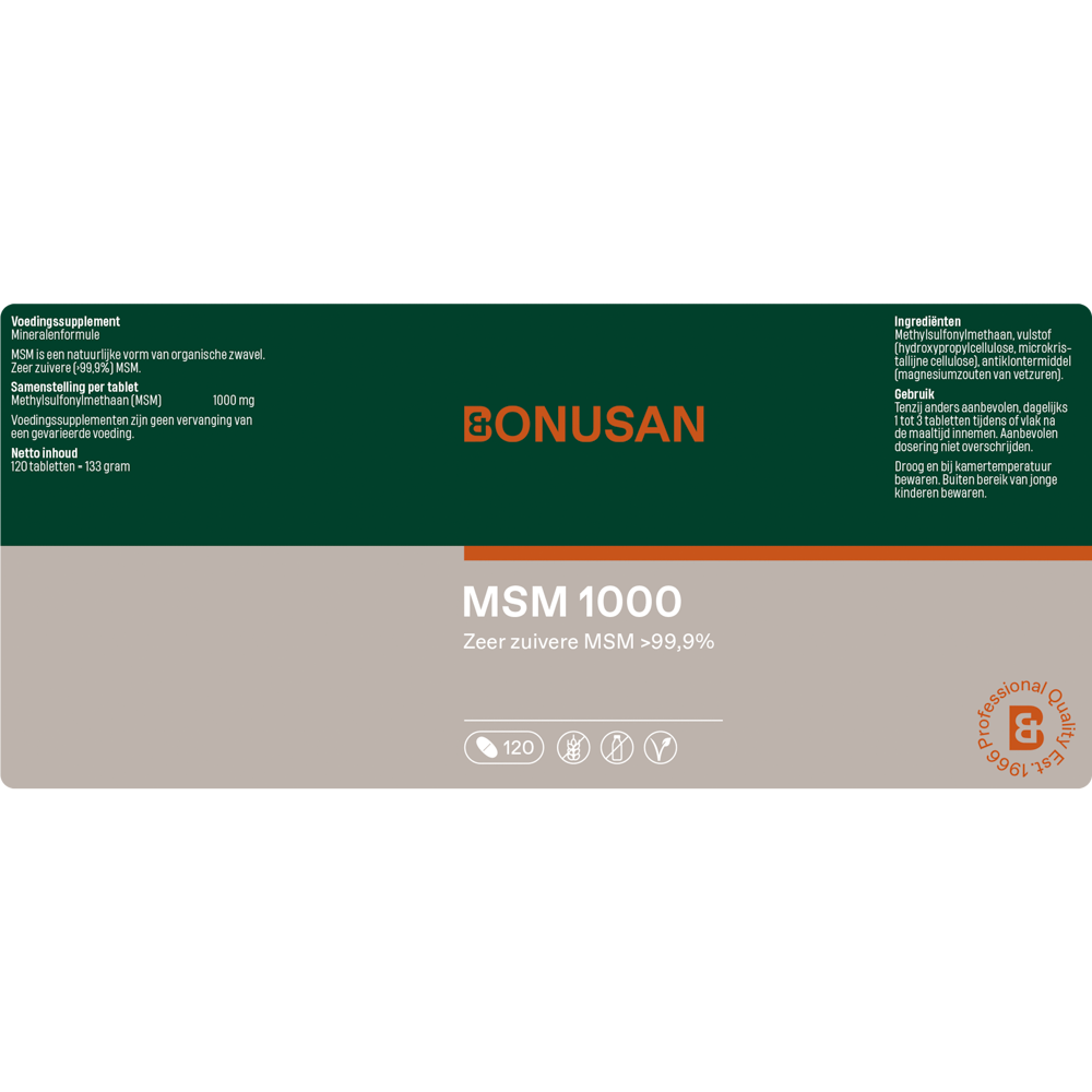 Bonusan MSM 1000mg etiket Bonusan MSM