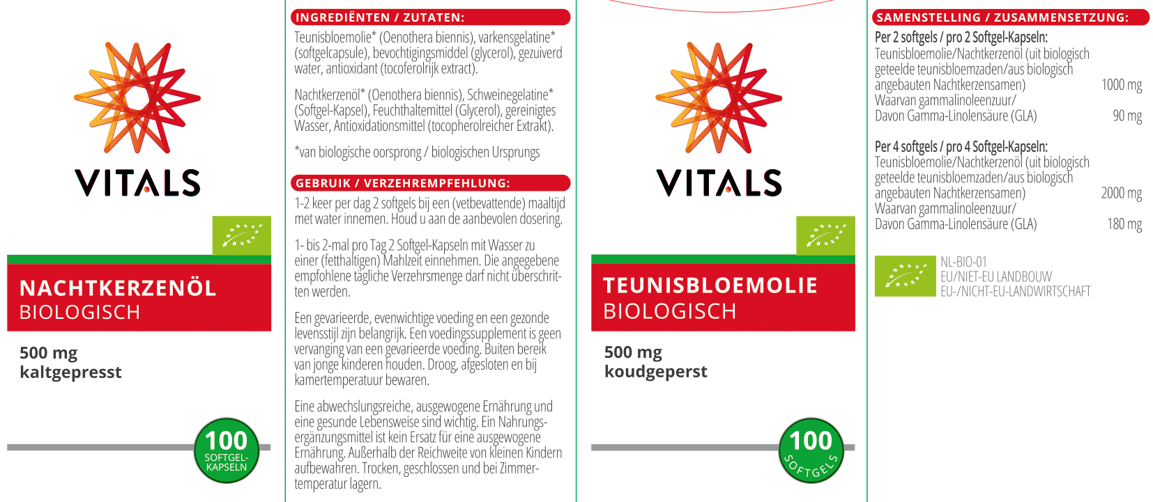 Teunisbloemolie Bio Vitals 500mg Teunisbloemolie Bio Vitals 500mg