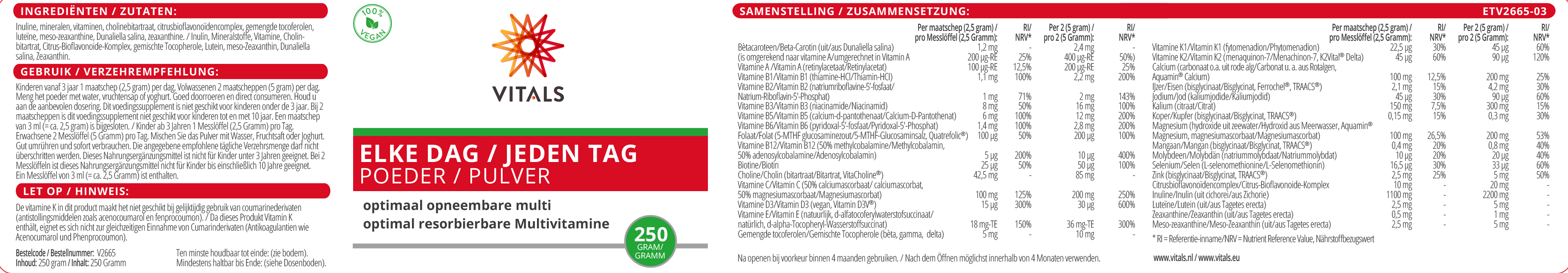 Elke Dag Poeder Vitals Elke Dag Poeder Vitals