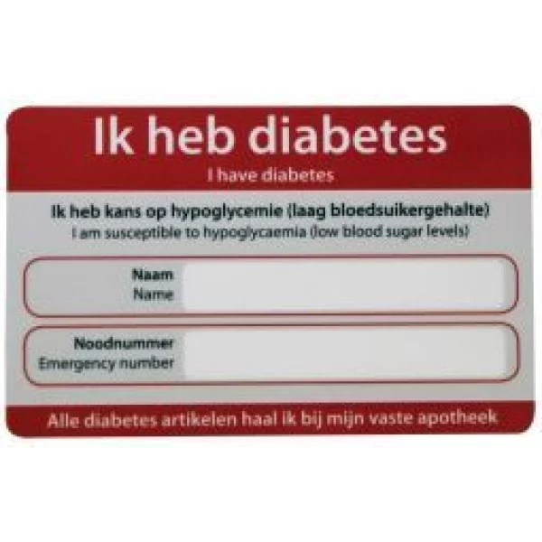 Diabetes noodkaart Zorgtotaal 10st