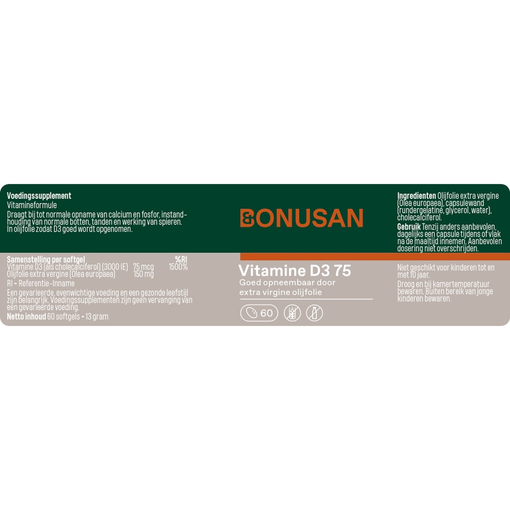 Bonusan Vitamine D3 75mcg 120sft Vitamine D3 75mcg 120sft etiket