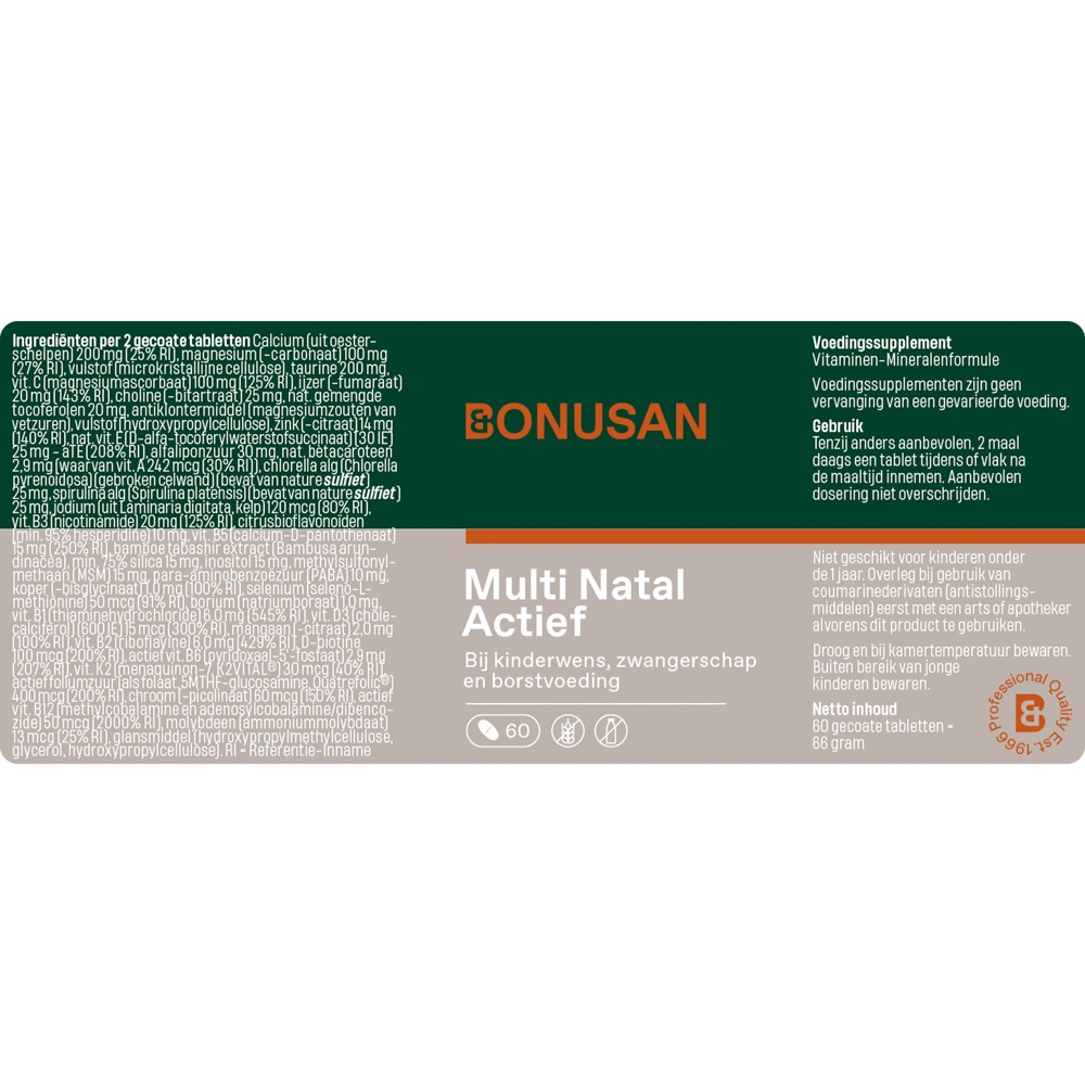 Bonusan Multi natal actief etiket