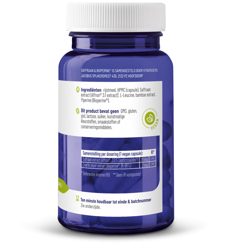 Vitakruid Saffraan 28mg & Bioperine2 Vitakruid Saffraan 28mg & Bioperine2