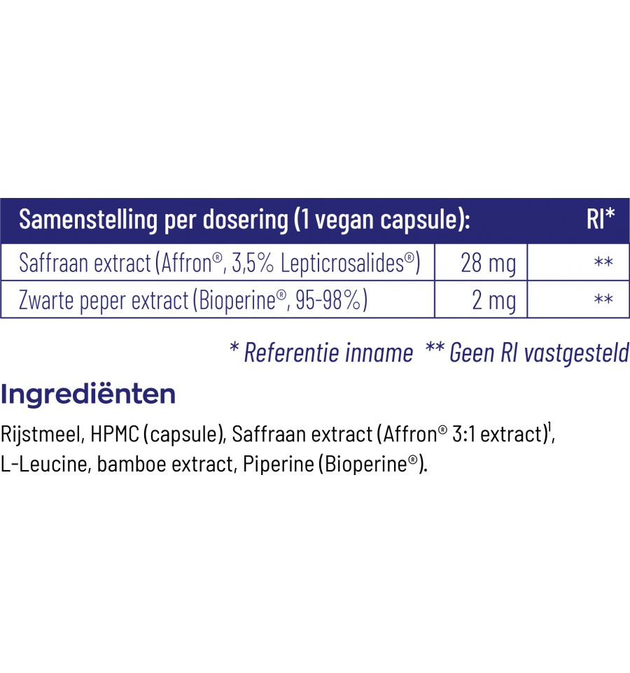 Vitakruid Saffraan 28mg & Bioperine3 Vitakruid Saffraan 28mg & Bioperine3