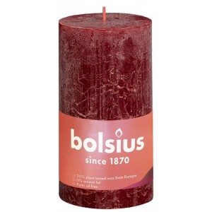 Rustiek stompkaars shine 130/68 velvet red Bolsius 1st