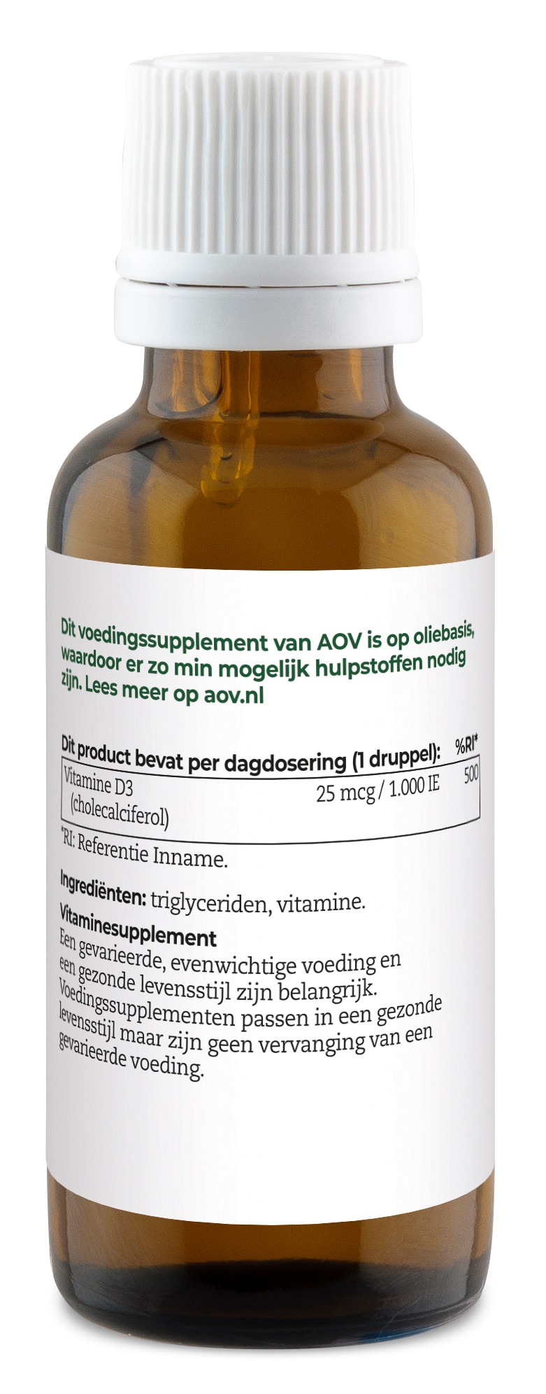 409 AOV.nl - voedingssupplementen - 409 etiket 2 AOV 409 Vitamine D3 druppels 25mcg