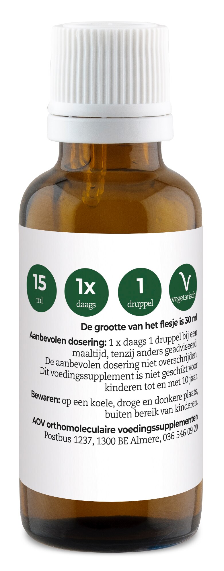 409 AOV.nl - voedingssupplementen - 409 etiket AOV 409 Vitamine D3 druppels 25mcg