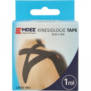Kinesio tape zwart non cut Emdee 1rol