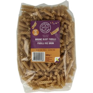 Bruine rijst pasta glutenvrij Your Organic Nat 500g