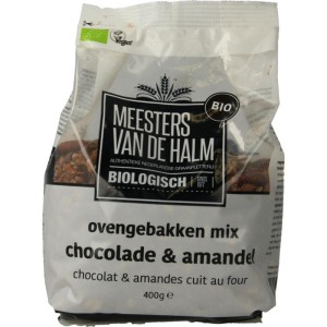 Ovengebakken mix chocolade en amandel bio De Halm 400g
