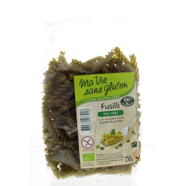 Fusilli van groene erwten glutenvrij bio Ma Vie Sans 250g
