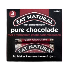 Pure chocolade cranberry macadamia 45 gram Eat Natural 3x45g