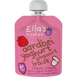 Aardbei yoghurt griekse stijl 6+ maanden bio Ella's Kitchen 90g