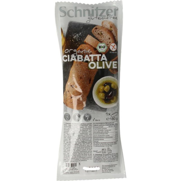 Ciabatta met olijven biologisch Schnitzer 180g