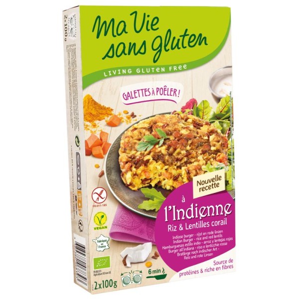 Indiase rijstburgers 2 x 100g vegan glutenvrij bio Ma Vie Sans 2x100g