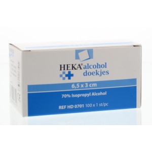 Alcoholdoekjes 6.5 x 3cm Heka 100st