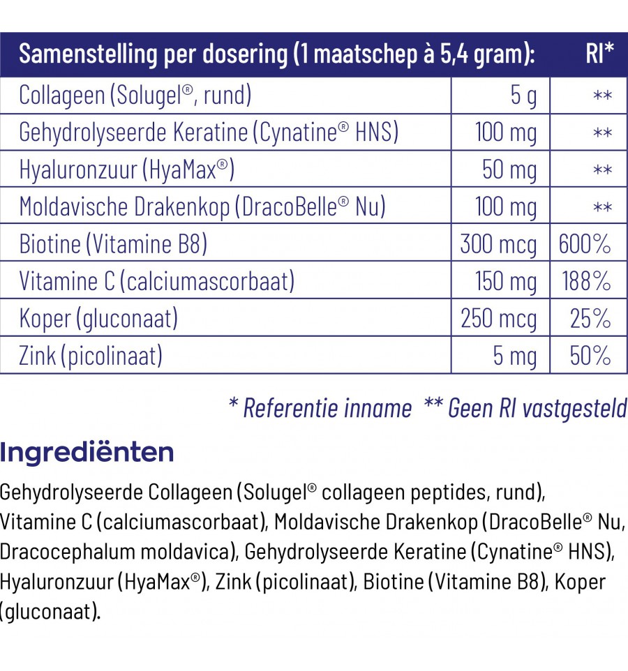 Vitakruid Beaute collageen ingredienten Vitakruid Beaute collageen ingredienten