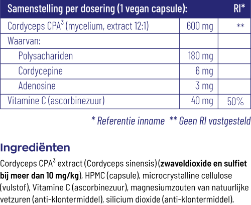 Cordyceps CPA3 etiket Cordyceps CPA3 etiket