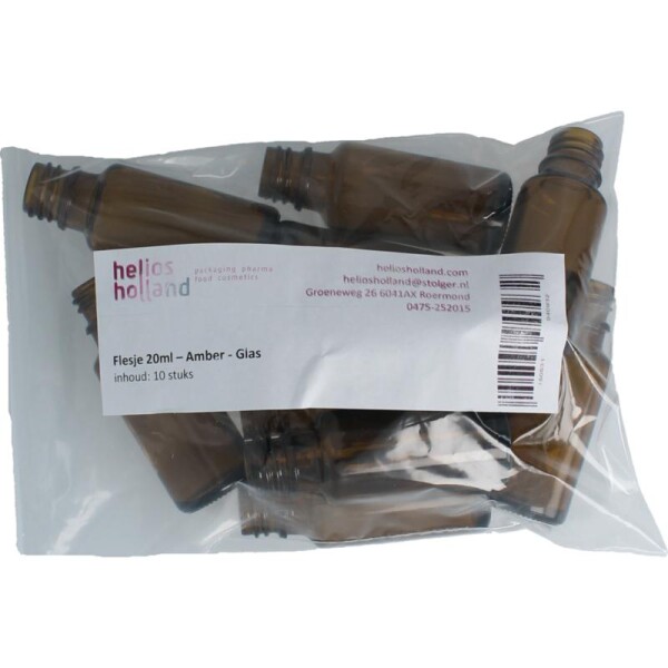 Flesje glas 20ml amber Helios Holland 10st