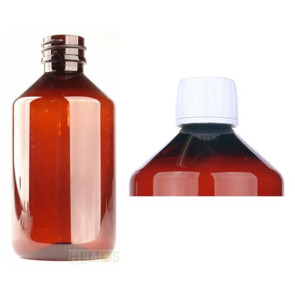 PET medicijnfles 500ml amber incl witte dop Helios Holland 9st
