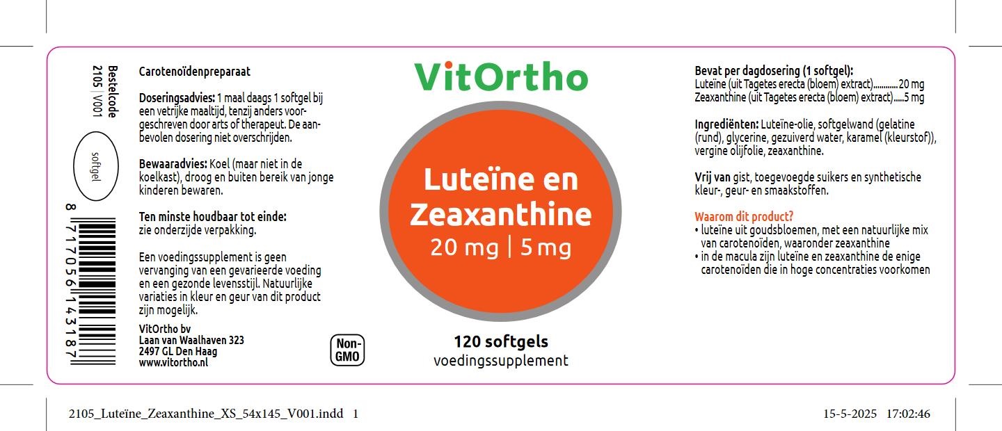 Luteïne en Zeaxanthine VitOrtho Luteïne en Zeaxanthine etiket