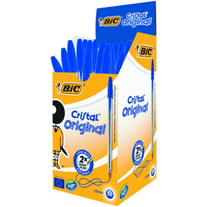 Cristal pennen blauw doos BIC 50st